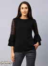 Black Latest Fancy Stylish Lycra Russel Net Party Wear Ladies Top Collection 2786